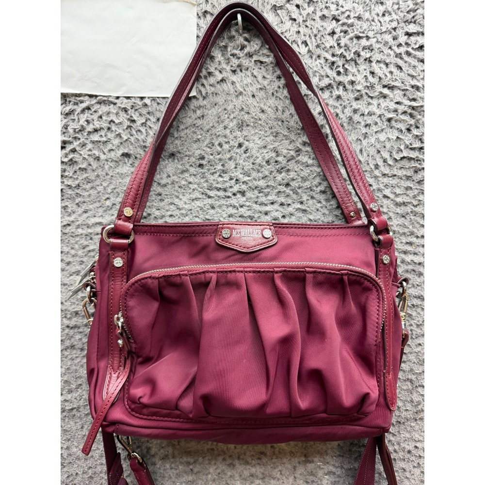 MZ Wallace New York Women's Bedford Nylon Shoulder Bag Tote Bag Burgundy